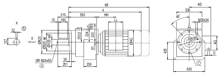 Монтажное исполнение на фланце DZ/ZZ188 (тип С) Монтажное исполнение на фланце DZ/ZZ188 (тип С)