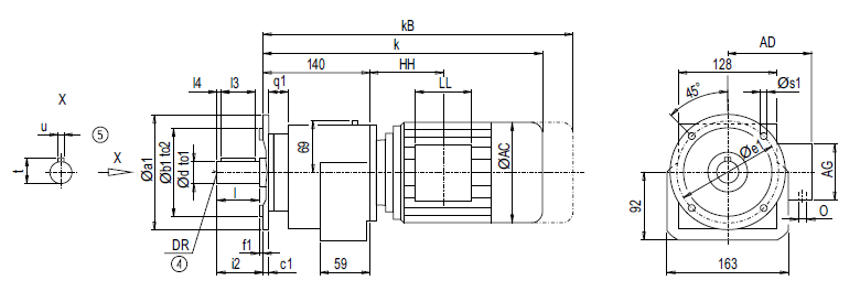 Монтажное исполнение на фланце DF/ZF38 (тип A) Монтажное исполнение на фланце DF/ZF38 (тип A)