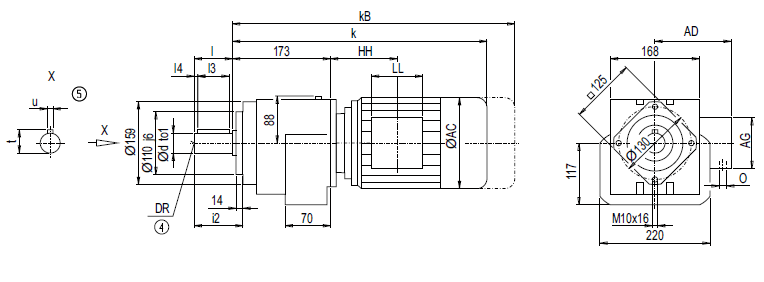 Монтажное исполнение на фланце DZ/ZZ48 (тип С) Монтажное исполнение на фланце DZ/ZZ48 (тип С)