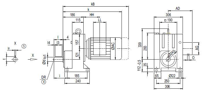 Монтажное исполнение на лапах E108 Монтажное исполнение на лапах E108