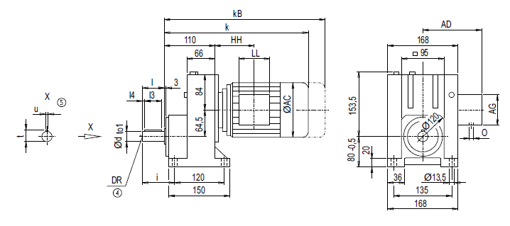 Монтажное исполнение на лапах E48 Монтажное исполнение на лапах E48
