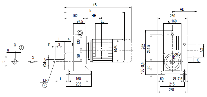 Монтажное исполнение на лапах E88 Монтажное исполнение на лапах E88