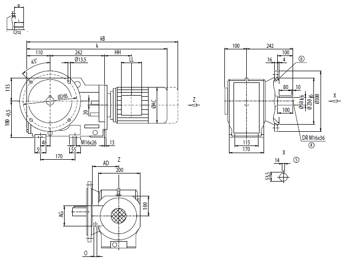 Монтажное исполнение на фланце (тип A) Монтажное исполнение на фланце (тип A)