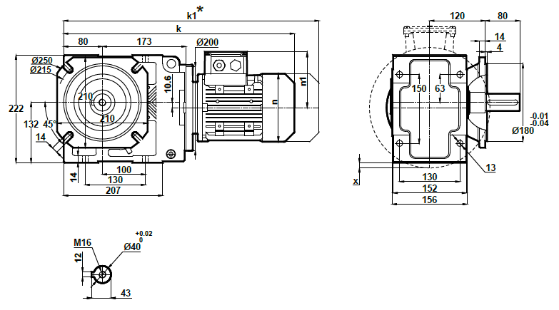 Монтажное исполнение на фланце KR283.02 Монтажное исполнение на фланце KR283.02